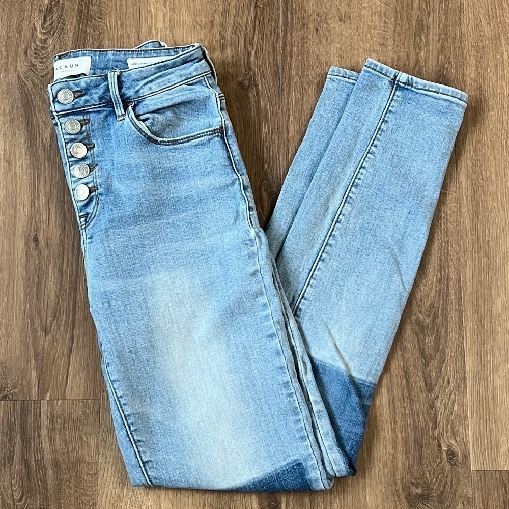PacSun Super High Rise Skinny Button Fly with Knee Patches Sz 25 - Picture 10 of 10